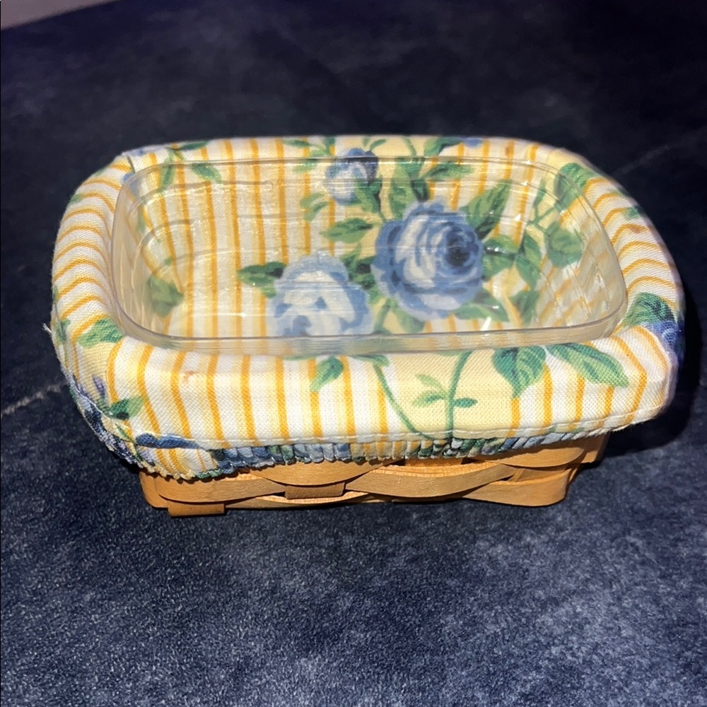 Floral Lined Woven Longaberger Basket with Insert